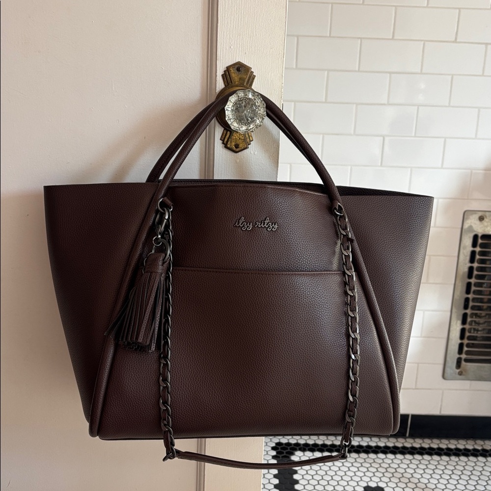 Itzy Ritzy Boss Tote Diaper Bag Espresso EUC